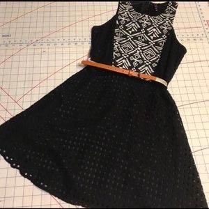 BELTED SLEEVELESS MINI DRESS WITH FLARE SKIRT